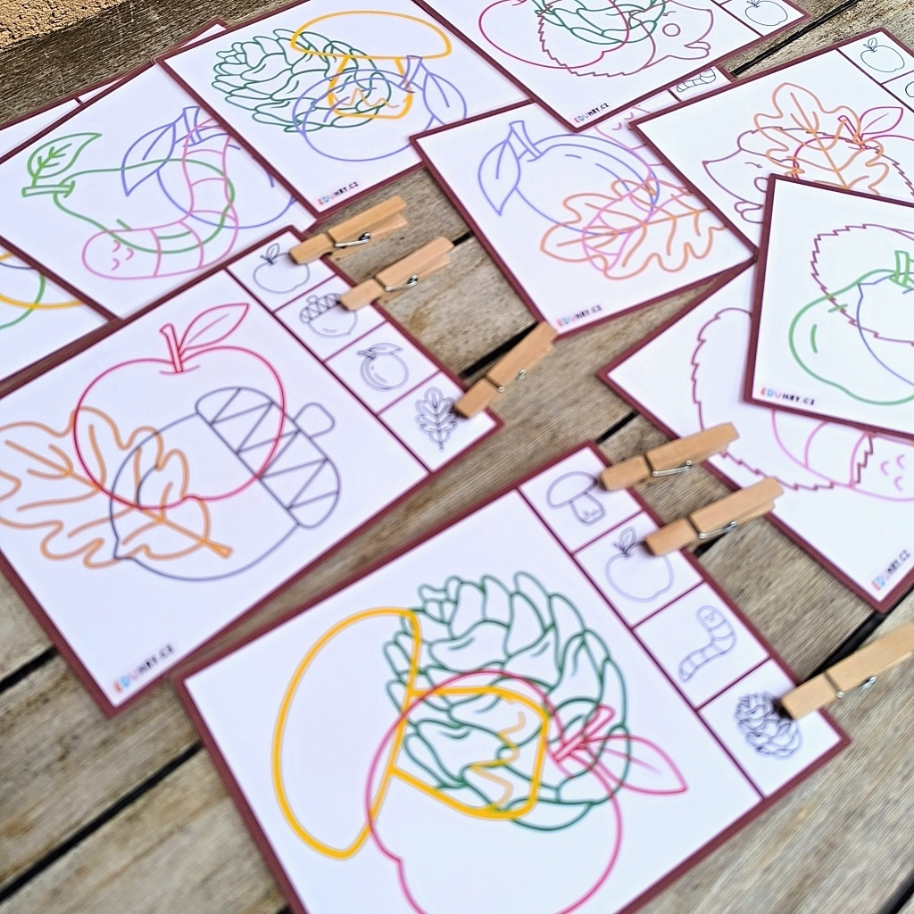 Ježek vkládačka aktivity pro děti podzim pracovní listy siluety stíny-2